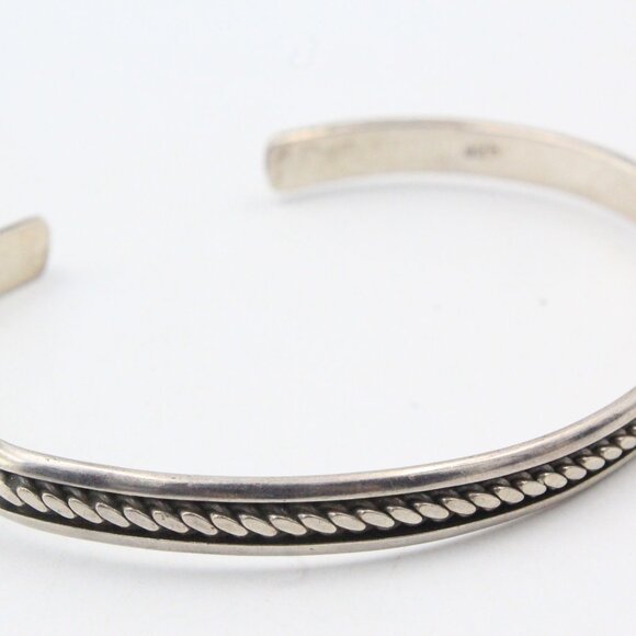 STERLING SILVER NAVAJO TWISTED ROPE CUFF BRACELET - Picture 4 of 9